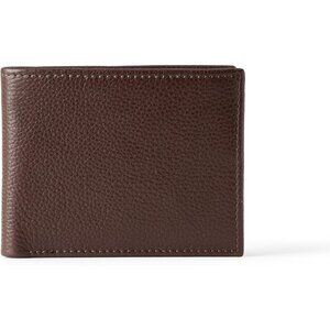 Men's Full Grain Leather Brown Classic Bifold Wallet Card Style Slip Pocket
